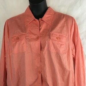 CJ Banks Coral Jacket Embroidered Floral Design